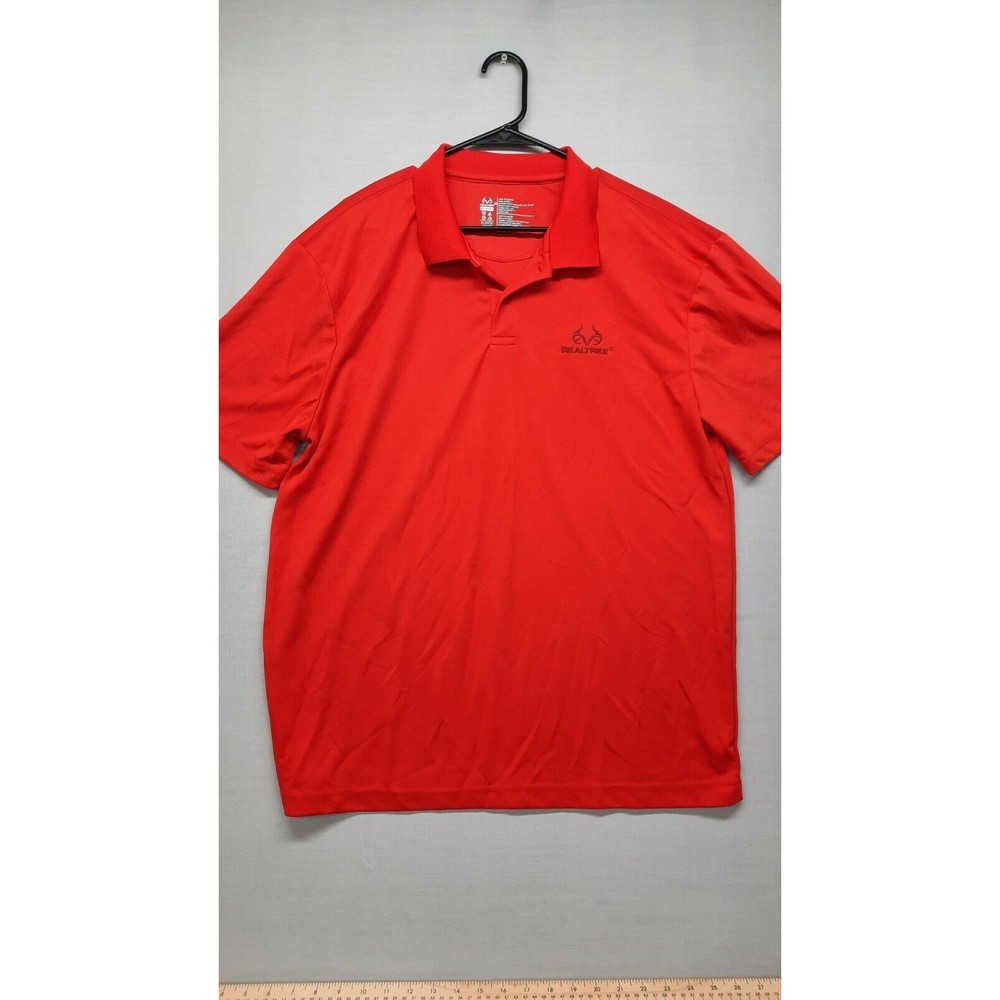 Realtree Polo Shirt Mens XL Red Short Sleeve Regular Athletic Sports Performance